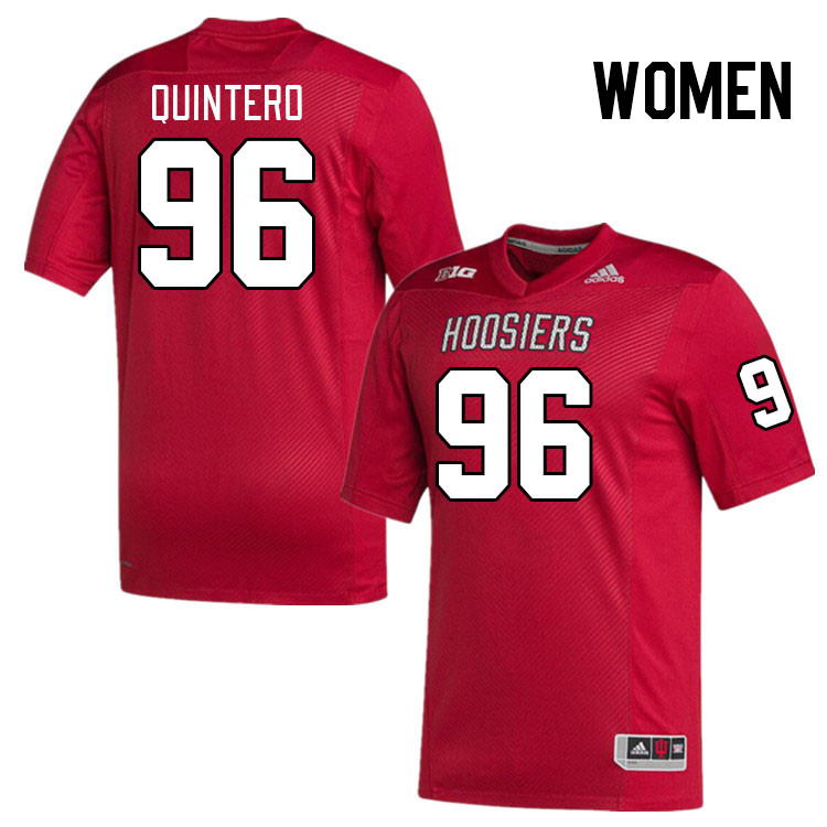 Women #96 Alejandro Quintero Indiana Hoosiers College Football Jerseys Stitched-Red